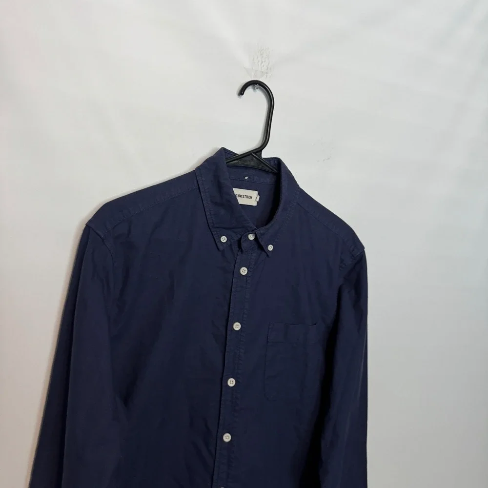 Taylor Stitch The Jack Oxford Shirt Mens 40 Medium Navy Organic Cotton Pocket